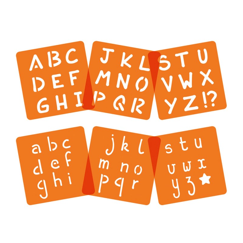 lot de 6 pochoirs alphabet