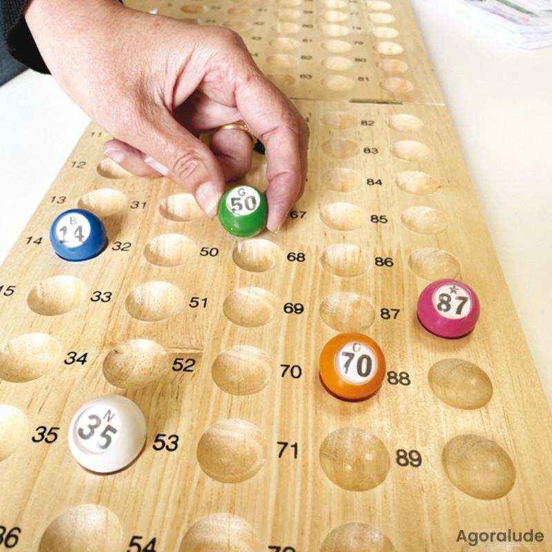 Plateau de contrôle loto en bois – 90 numéros