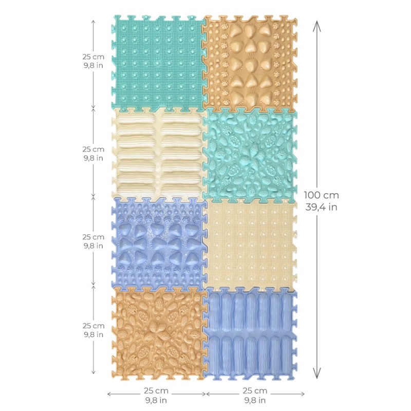 Tapis sensoriel puzzle - set Pastel doux - 8 dalles