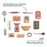 Pâtisserie - 15 pièces magnétiques et support