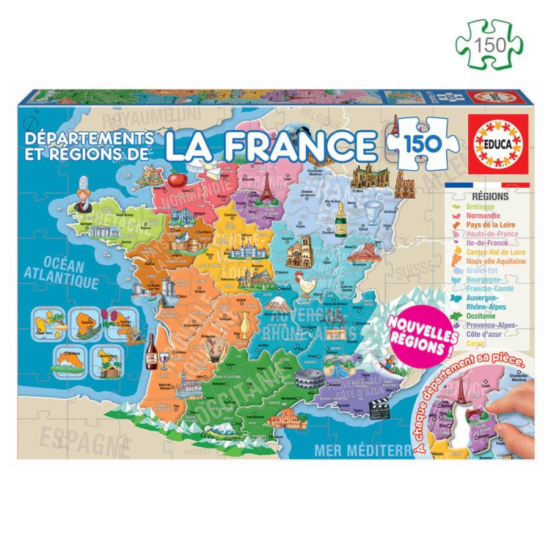 France Puzzle - Carte de France avec les nouveaux départements
