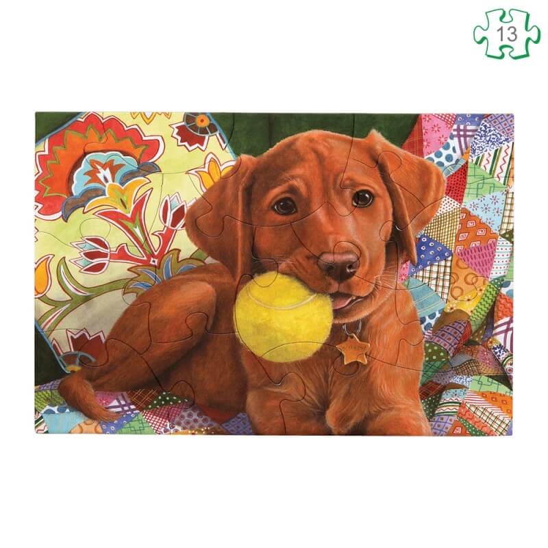 Puzzle adapté Chiot prêt à jouer - 13 pièces
