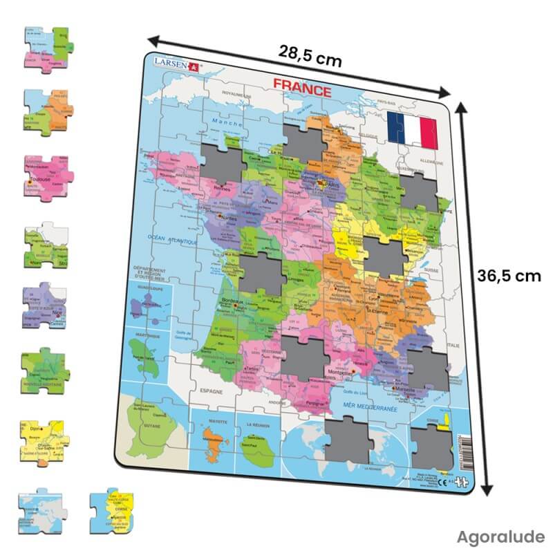 Puzzle avec contour France et Régions - Puzzle cadre contour