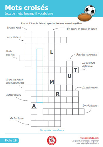 mots croisés sur le thème du sport