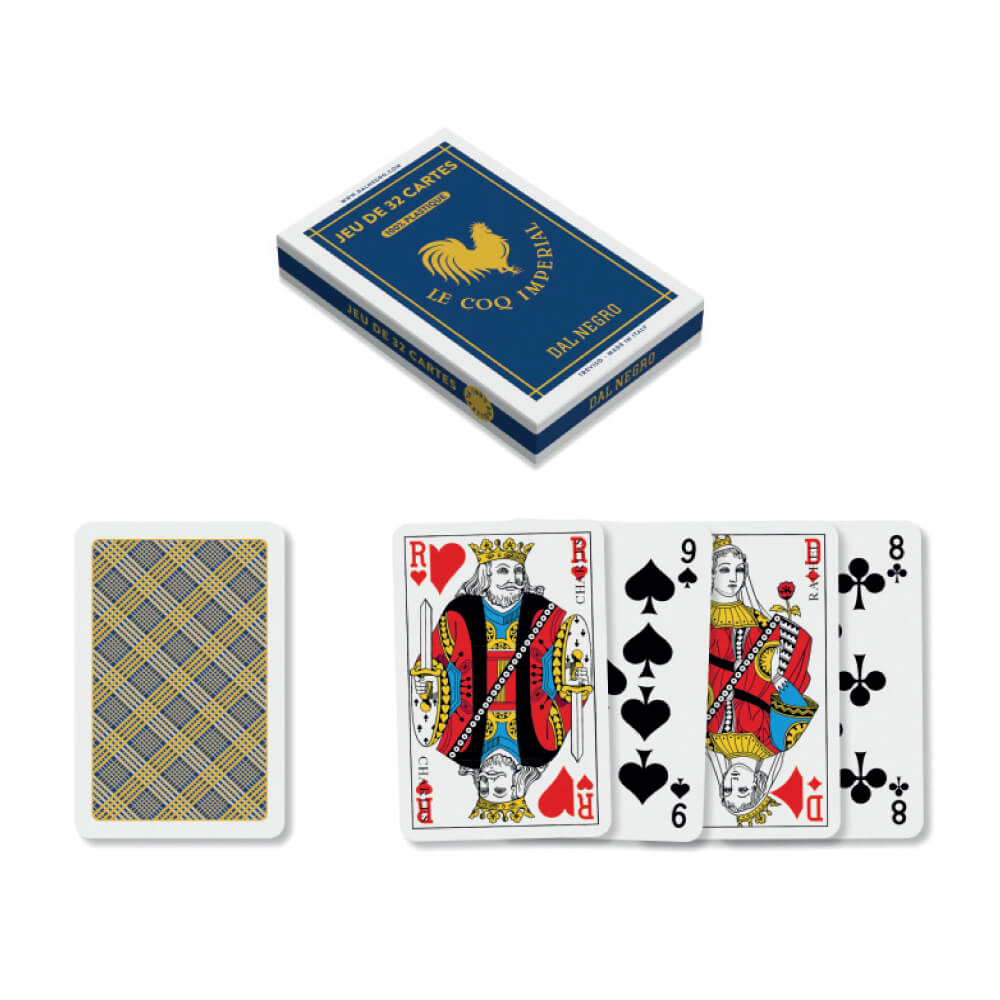 Jeu de 32 cartes à jouer 100% plastique à index français - belote