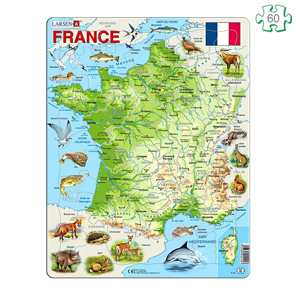 Puzzle carte de France – Puzzles cadre à contour et pièces épaisses