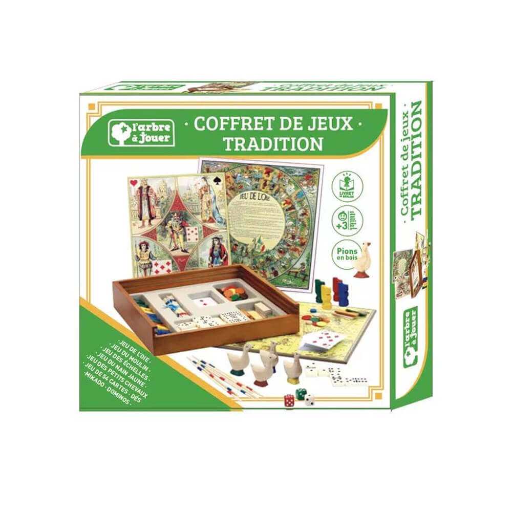 Coffret de jeux de société traditionnels - coffret en bois