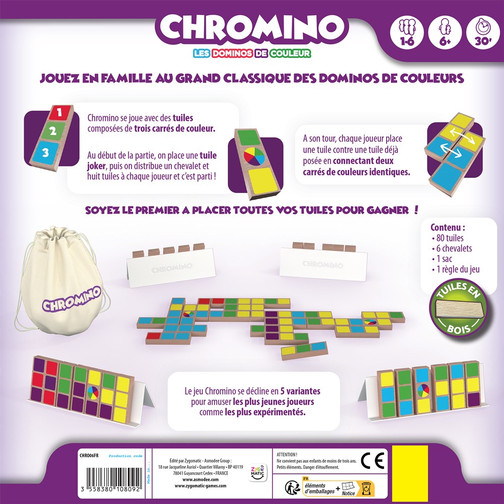 Chromino – Jeu de dominos de couleur familial et règle simple
